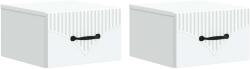 vidaXL Set 2 noptiere suspendate cu sertar, alb, 34, 5 x 33 x 20 cm, montaj pe perete (898936)