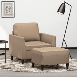 vidaXL Fotoliu canapea cu taburet, cappuccino, 60 cm, piele ecologica GartenMobel Dekor (3201121) Canapea