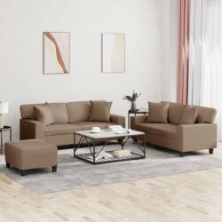 vidaXL Set de canapele cu perne, 3 piese, cappuccino, piele ecologica GartenMobel Dekor (3201933) Canapea