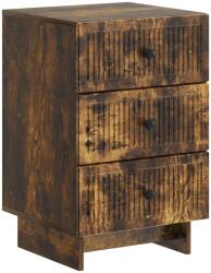 vidaXL Noptiera stejar fumuriu cu 3 sertare, 43 x 41 x 66, 5 cm, lemn prelucrat (893870)
