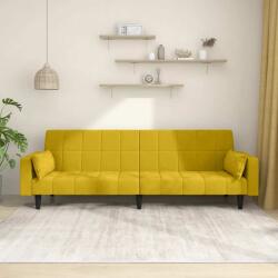 vidaXL Canapea extensibila cu 2 locuri, 2 perne, galben, catifea GartenMobel Dekor (375851) Canapea
