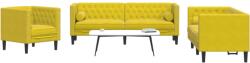 vidaXL Set canapele Chesterfield cu perne rulou 3 piese galben catifea GartenMobel Dekor (3209287) Canapea