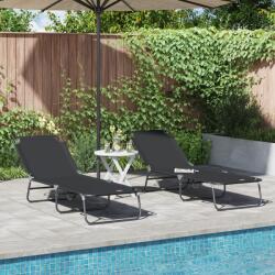 vidaXL Sezlong pliant 2 buc. Portabil Negru 600D tesatura Oxford GartenMobel Dekor (42003147)