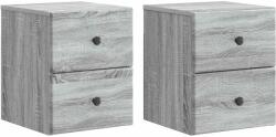 vidaXL Set 2 noptiere suspendate gri Sonoma, 34, 5 x 33 x 40 cm, cu 4 sertare (899158)