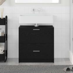 vidaXL Dulap pentru Chiuveta cu sertar Stejar Negru 59 x 37 x 59 cm GartenMobel Dekor (868823)