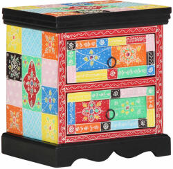 vidaXL Set 2 noptiere multicolore din lemn masiv de mango cu 2 sertare, 40x35x45 cm (4017565)