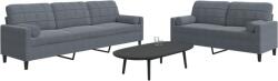 vidaXL Set de canapele cu perne/rulouri, 2 piese, gri închis, catifea GartenMobel Dekor (3278492) Canapea