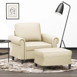 vidaXL Fotoliu canapea cu taburet, crem, 60 cm, piele ecologica GartenMobel Dekor (3201201) Canapea