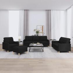 vidaXL Set de canapele cu perne, 4 piese, negru, textil GartenMobel Dekor (3201254) Canapea