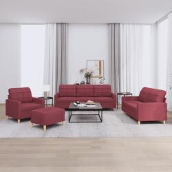 vidaXL Set canapea cu perne, 4 piese, rosu vin, material textil GartenMobel Dekor (3201256) Canapea