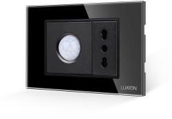 Luxion Senzor de Miscare 2M si Priza Ingusta LUXION cu Rama din Sticla, Standard Italian, 3M SmartElectro IntelligentHouse (LXI-051/52GF-B)