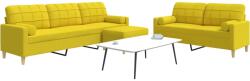 vidaXL Set canapele cu taburet/perne, 3 piese, galben deschis, textil GartenMobel Dekor (3278348) Canapea