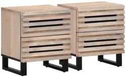 vidaXL Noptiere, 2 buc. , 40x33x46 cm, lemn masiv mango albit GartenMobel Dekor (377433)