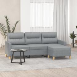 vidaXL Canapea cu 3 locuri si taburet, gri deschis, 180 cm, textil GartenMobel Dekor (3201073) Canapea