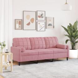 vidaXL Canapea cu 3 locuri cu pernute, roz, 180 cm, catifea GartenMobel Dekor (3278232) Canapea