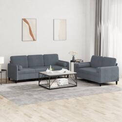 vidaXL Set canapea cu perne, 2 piese, gri închis, catifea GartenMobel Dekor (3202035) Canapea