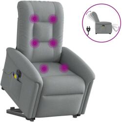 vidaXL Fotoliu electric masaj rabatabil cu ridicare, gri închis textil GartenMobel Dekor (3303284)