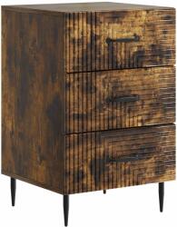 vidaXL Noptiera stejar fumuriu cu 3 sertare, 43 x 41 x 66, 5 cm, lemn prelucrat (894790)