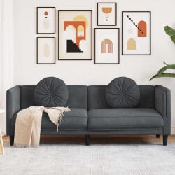vidaXL Canapea cu perne, 3 locuri, gri închis, catifea GartenMobel Dekor (372643) Canapea