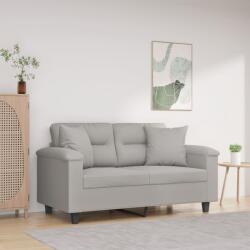vidaXL Canapea cu 2 locuri, cu perne, gri, 120 cm, microfibra GartenMobel Dekor (3200966) Canapea