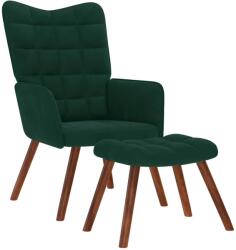vidaXL Fotoliu relaxant cu taburet, catifea verde închis GartenMobel Dekor (4016823)