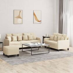 vidaXL Set de canapele cu perne, 3 piese, crem, textil GartenMobel Dekor (3201674) Canapea