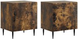 vidaXL Set 2 noptiere stejar fumuriu 43x34, 5x50 cm, cu usa si picioare metalice (894806)
