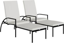 vidaXL Sezlonguri cu suport de picioare, 2 buc. , negru, poliratan GartenMobel Dekor (317632)
