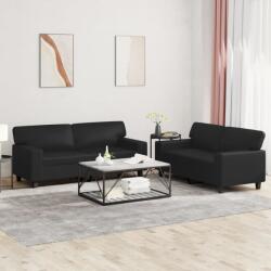 vidaXL Set de canapele, 2 piese, negru, piele ecologica GartenMobel Dekor (3201914) Canapea