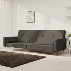 vidaXL Canapea extensibila cu 2 locuri, 2 perne, gri închis, catifea GartenMobel Dekor (375750) Canapea
