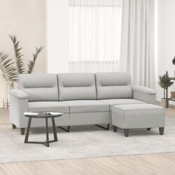vidaXL Canapea cu 3 locuri si taburet, gri închis, 180 cm, microfibra GartenMobel Dekor (3201232) Canapea