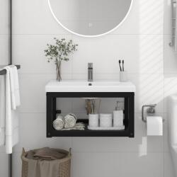 vidaXL Cadru chiuveta de baie pentru perete, negru, 59x38x31 cm, fier GartenMobel Dekor (338494)