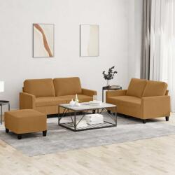 vidaXL Set de canapele cu perne, 3 piese, maro, catifea GartenMobel Dekor (3201513) Canapea