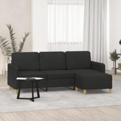 vidaXL Canapea cu 3 locuri cu taburet, negru, 180 cm, material textil GartenMobel Dekor (3201196) Canapea