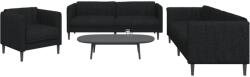 vidaXL Set de canapele, 3 piese, negru, textil GartenMobel Dekor (3209231) Canapea