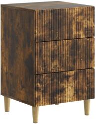vidaXL Noptiera stejar fumuriu cu 3 sertare, 43 x 41 x 66, 5 cm, lemn prelucrat (894560)