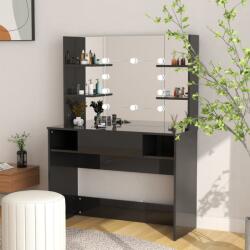 vidaXL Masa de machiaj cu lumini LED, negru lucios, 100x40x135 cm, MDF GartenMobel Dekor (331541)