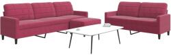 vidaXL Set canapea cu perne, 3 piese, rosu vin, catifea GartenMobel Dekor (3278485) Canapea