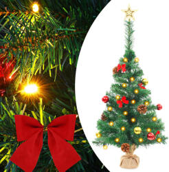 vidaXL Brad de Craciun artificial pre-iluminat cu globuri, verde 64 cm GartenMobel Dekor (321505)
