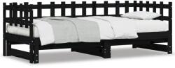 vidaXL Pat de zi extensibil, negru, 2x(80x200) cm, lemn masiv de pin GartenMobel Dekor (840387)