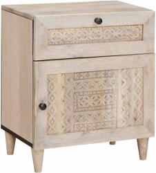 vidaXL Noptiera alba din lemn 50x33x60 cm cu sertar si usa, stil rustic (4018124)