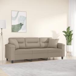 vidaXL Canapea cu 3 locuri si perne, gri taupe, 180 cm, microfibra GartenMobel Dekor (3200977) Canapea