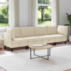 vidaXL Set de mobilier pentru living 4 pcs Crem Tesatura GartenMobel Dekor (3413779) Canapea
