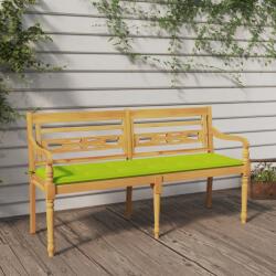 vidaXL Banca Batavia cu perna verde aprins, 150 cm, lemn masiv tec GartenMobel Dekor (3100837)