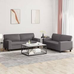 vidaXL Set de canapele, 2 piese, gri, piele ecologica GartenMobel Dekor (3201916) Canapea