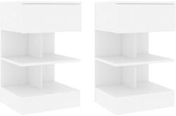 vidaXL Noptiere, 2 buc. , alb, 40x35x65 cm, PAL GartenMobel Dekor (808649)