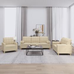 vidaXL Set de canapele cu perne, 3 piese, crem, textil GartenMobel Dekor (3201260) Canapea