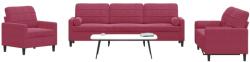 vidaXL Set canapea cu perne/rulouri, 3 piese, rosu vin, catifea GartenMobel Dekor (3278455) Canapea