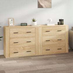 vidaXL Servante, 2 piese, stejar sonoma, lemn prelucrat GartenMobel Dekor (3185410) Comoda