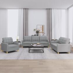 vidaXL Set de canapele cu perne, 3 piese, gri deschis, textil GartenMobel Dekor (3201242) Canapea